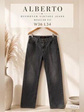 Alberto Overdyed Vintage Regular Fit Jeans Gray W36 L34